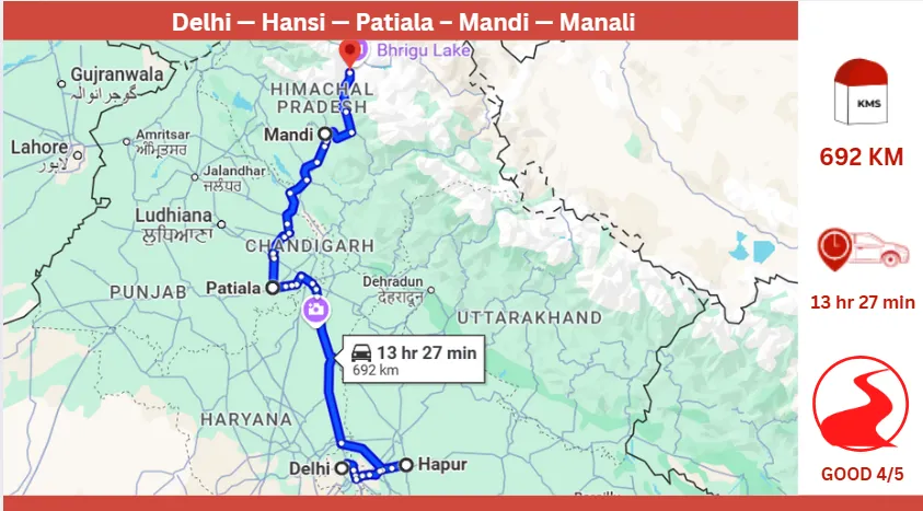 Delhi to Manali by road