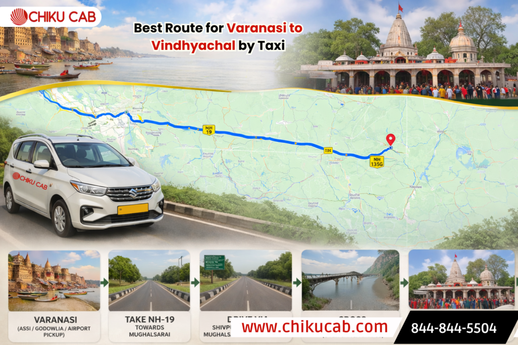 Best Route for Varanasi to Vindhyachal by Taxi