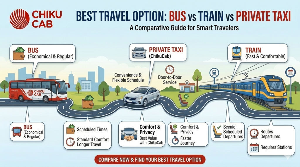 Best Travel Option - Bus vs Train vs Private taxi