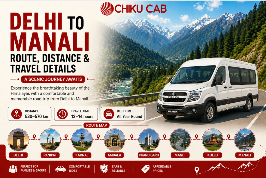 Delhi to Manali Route, Distance & Travel Details