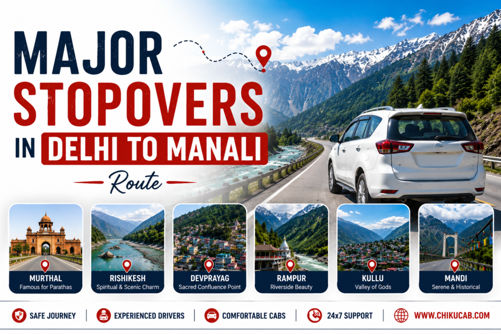 Major Stopovers In Delhi to Manali Route