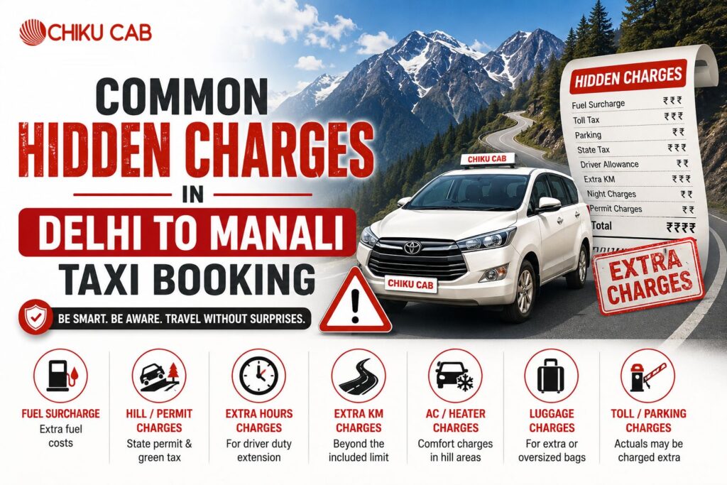 Common Hidden Charges in Delhi to Manali Taxi Booking
