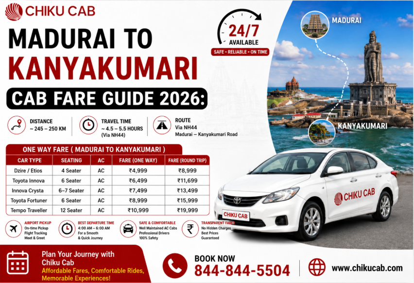 Madurai to Kanyakumari Cab Fare Guide