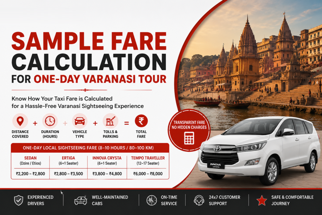 Sample Fare Calculation for One-Day Varanasi Tour