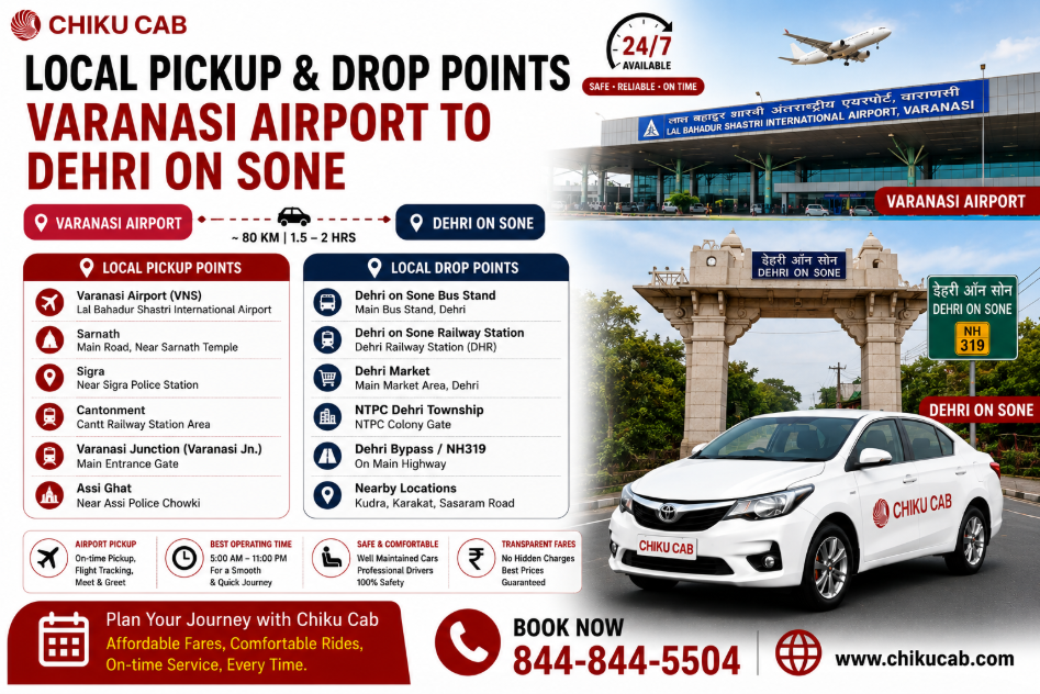 Local Pickup & Drop Points Varanasi Airport