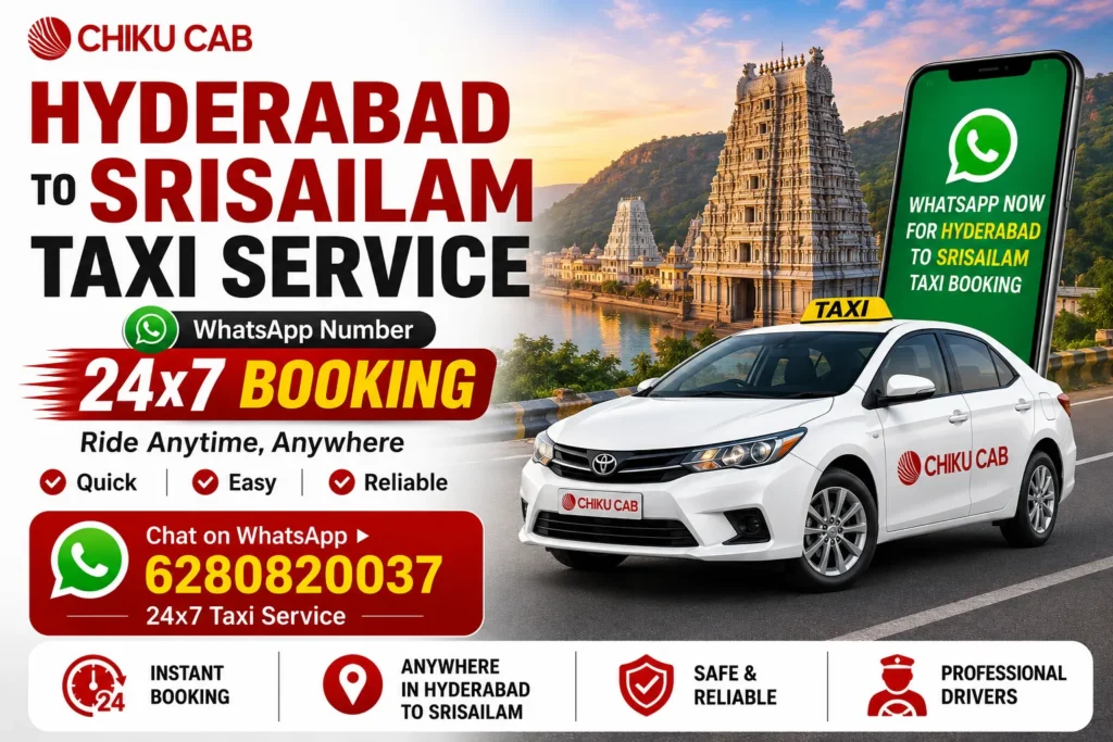 Hyderabad to Srisailam Whatsapp Taxi Service