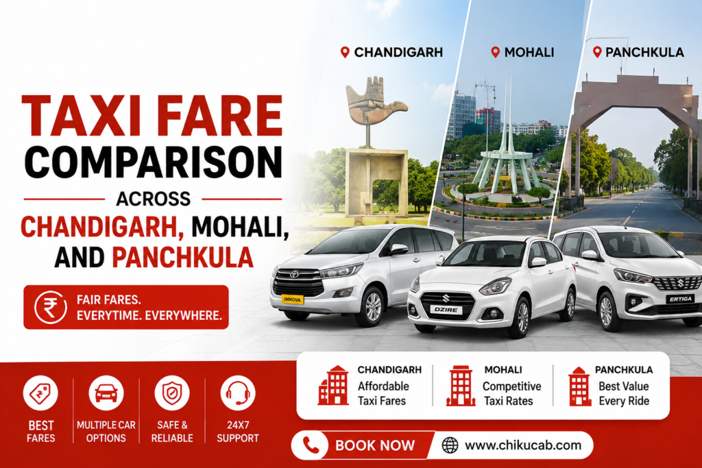 Taxi Fare Comparison Across Chandigarh, Mohali, and Panchkula