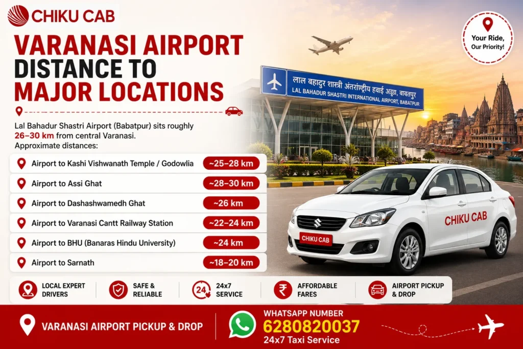 Varanasi Airport Distance to Major Locations