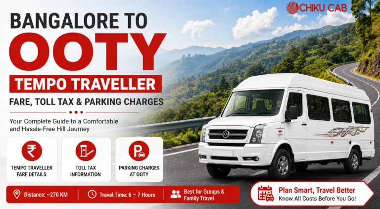 Bangalore to Ooty Tempo Traveller Fare, Toll Tax & Parking Charges