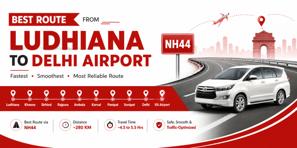 Best Route from Ludhiana to Delhi Airport