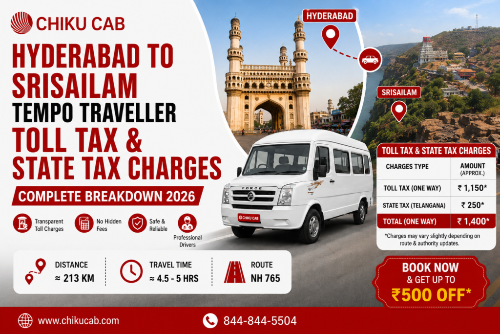Hyderabad to Srisailam Tempo Traveller