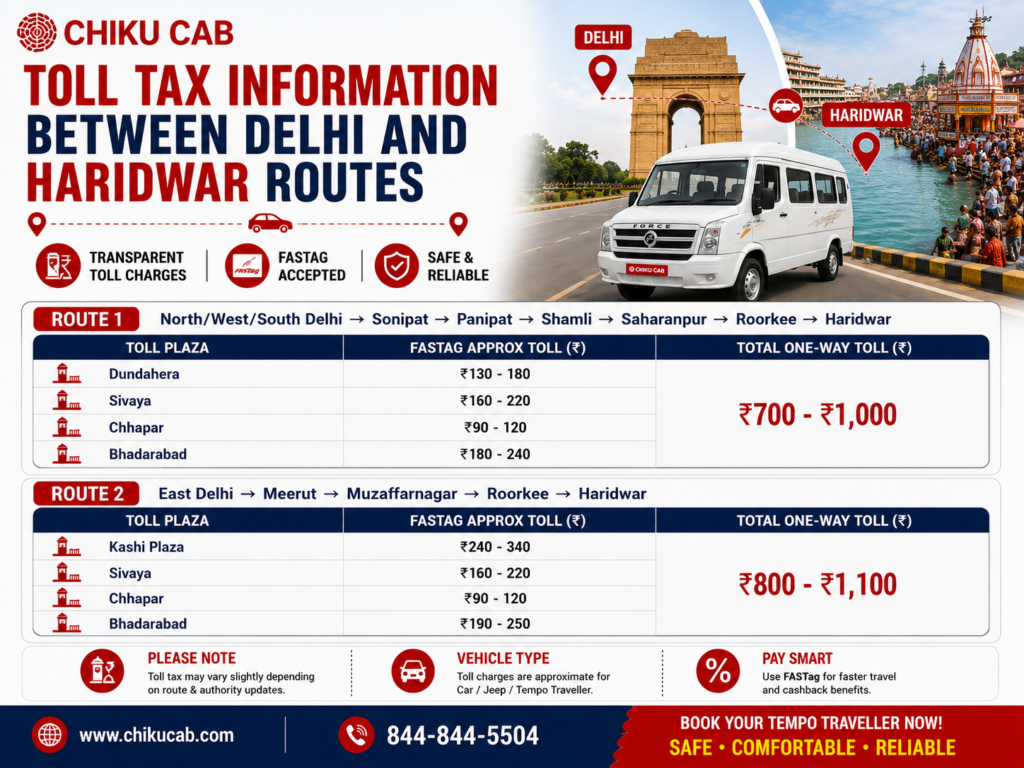 Toll Tax Information between Delhi and Haridwar