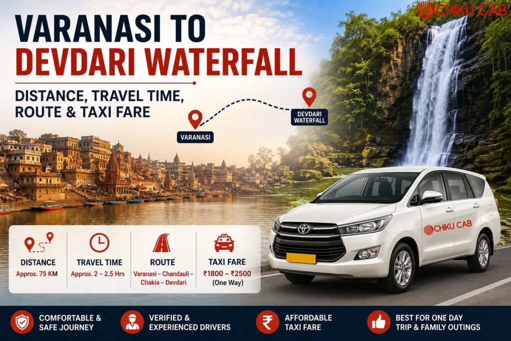 Varanasi to Devdari Waterfall Distance, Travel Time, Route & Taxi Fare