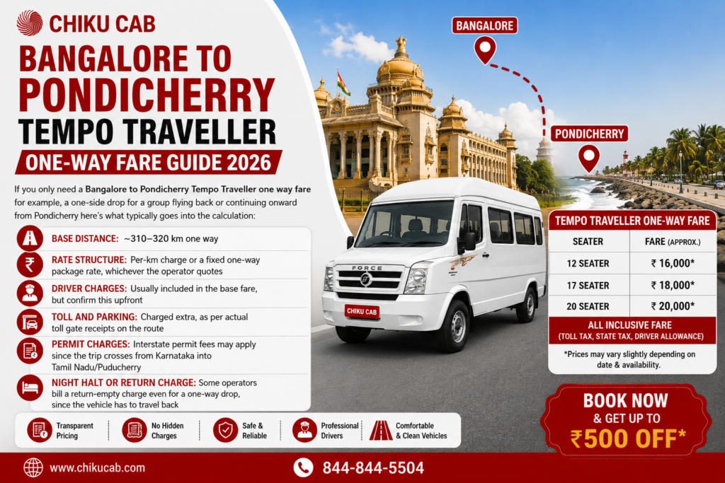 Bangalore to Pondicherry Tempo Traveller One-Way