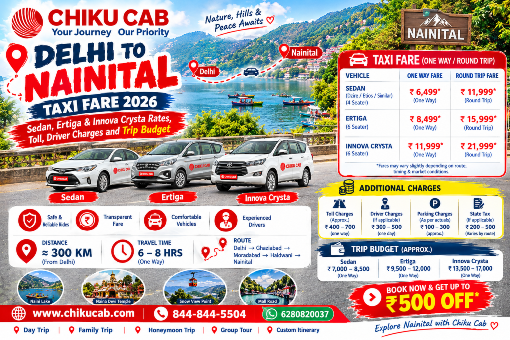 Delhi to Nainital Taxi Fare