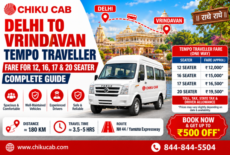 Delhi to Vridavan Tempo Traveller Fare