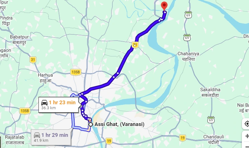 Assi Ghat to Markandey Mahadev Route Map