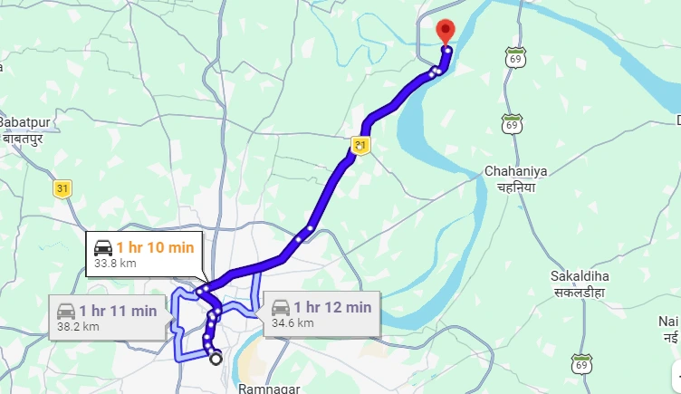 BHU to Markandey Mahadev Route Map