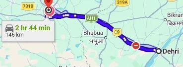Dehri On Sone to Varanasi Route Map