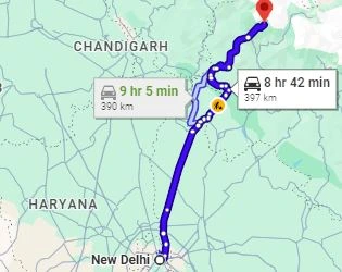 Delhi to Hanuman Chatti Route Map