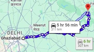 Ghaziabad to Kainchi Dham  Route Map