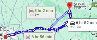 IGI Airport to Kainchi Dham  Route Map