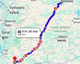 Indore to Trimbakeshwar Route Map –  