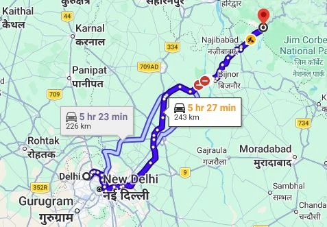 Delhi to Kotdwar Route Map