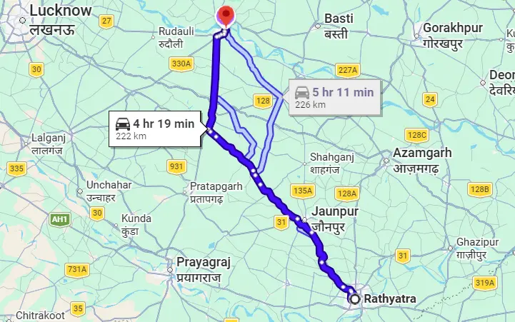 Rathyatra to Ayodhya Route Map