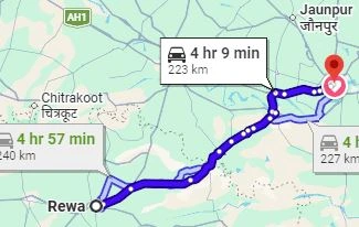 Rewa to Varanasi Route Map