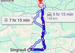 Singrauli to Varanasi Route Map
