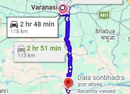 Varanasi to Dala Route Map