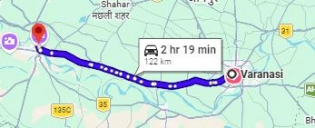 Varanasi to Prayagraj Map 