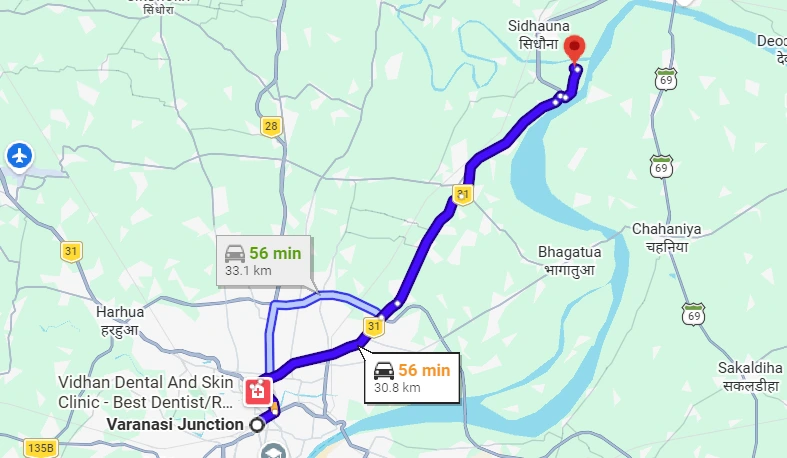 Varanasi Railway Station to Markandey Mahadev Route Map