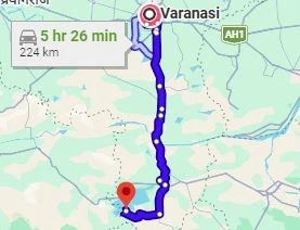 Varanasi to Rihand Nagar Route Map