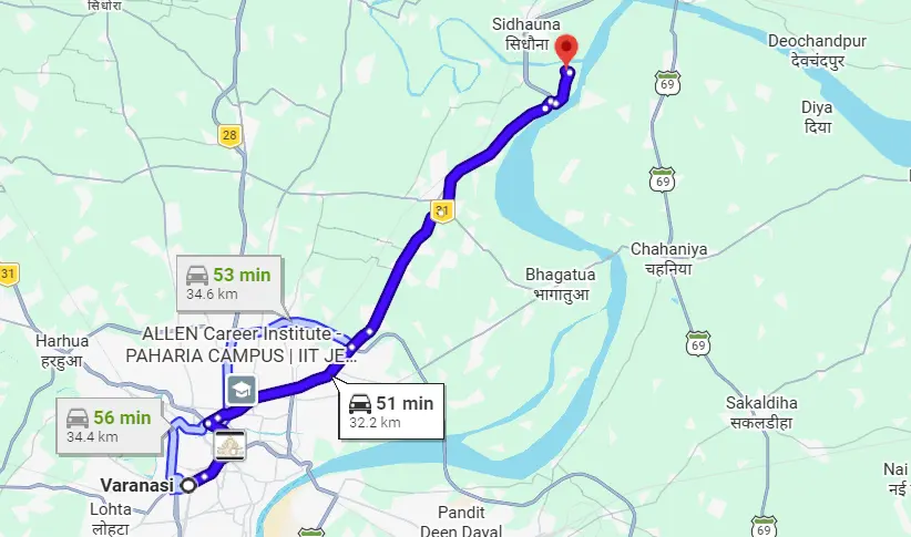 Varanasi to Markandey Mahadev Route Map